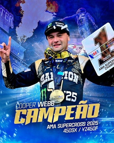 Cooper Webb é Tricampeão do AMA Supercross e Yamaha é campeã entre fabricantes